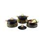 3 Piece Stainless Steel Hot Pot Set Plain Black & Gold