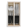 Laguiole Av Steak Knife & Fork Set Black 12PC