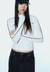 Piping-detail Top - White Multi