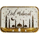 Eid Mubarak Rectangle Gold Paperplate 5PC