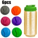 6PCS Silicone Soda Can Lids Multi-color Beverage Can Protector Spill-proof Beer Can Covers Fits Standard Soda Cans Reusable Drin