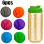 6PCS Silicone Soda Can Lids Multi-color Beverage Can Protector Spill-proof Beer Can Covers Fits Standard Soda Cans Reusable Drink Seal Cap Food Grade Silicon Material