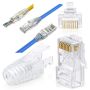 50 Pack: Ez Pass Through CAT6 RJ45 Connectors & Boots: Transparent.