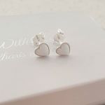Larah Fire & Snow 925 Sterling Silver Fire And Snow Heart Sn Opal Earrings 6MM