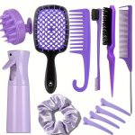 12PCS SET Hair Styling Comb Set Detangling Hair Brush For All Hair Types Detangler Brush Teasing Hair Brush Rat Tail Comb Edge B