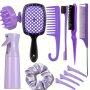 12pcs/Set Hair Styling Comb Set Detangling Hair Brush For All Hair Types Detangler Brush Teasing Hair Brush Rat Tail Comb Edge Brush Silicone Scalp