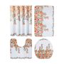 180CM Floral Fabric Shower Curtain & 3 Piece Toilet Cover & Mat Set