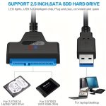 USB 3.0 To Sata 6.35CM SSD Hard Drive Cable With Dc Power - Compatible With 6.35CM And 8.89CM Drives