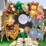Safari Jungle Theme Foil Balloon Set - 7-PIECE Aluminum Film Wild Animal Shapes For Birthday Parties Festival Celebrations - 14+