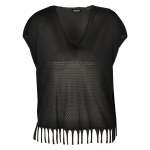 Fringe Mesh Knit Top - Black Free