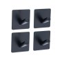 Stick On Hooks Set Of 4 Square Black W4XD3XH4CM