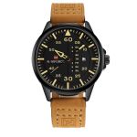 Nafivorce Brown Leather Strap With Black Dial Watch For Men