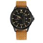 Nafivorce Brown Leather Strap With Black Dial Watch For Men