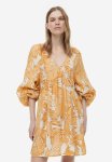 A-line Dress - Cream & Beige Patterned