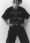Loose Fit Vintage-look Printed T-Shirt - Black & Pink Floyd