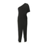Black Jacquard Pleated Jumpsuit