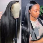 Straight Wig Lace Synthetic Black Straight Lace Wigs Long Cosplay Hair Heat Resistant Lace Wig