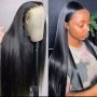 Straight Wig Lace Synthetic Black Straight Lace Wigs Long Cosplay Hair Heat Resistant Lace Wig