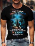 Cross And Way Maker Print Men's Fashionable Summer Short Sleeve Sports Crew Neck T-Shirt Comfy Trendy Tee Comfortable And Versat