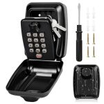 Teuen Key Lock Box For Outside Sturdy Waterproof Wall Mount Lock Box For House Key 12-DIGIT Combination Resettable Large Capacit