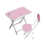 60 X 40 X 52CM Foldable Childrens Study Table With Chair Cup Book Holder JG20375429 Pink