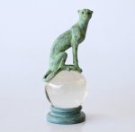 Green Leopard On Glass Ball – 28X12.5CM