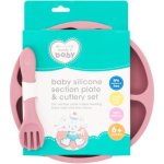 Made 4 Baby Silicone Plate Spoon & Fork Set Pink