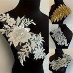 Elegant 3D Lace And Beaded Sequin Flower Stickers - Perfect For Wedding Dresses And Decorative Clothing