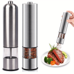 Easy-use Stainless Steel Electric Salt & Pepper Grinder - One-handed Operation Adjustable Coarseness Leak-proof Design Durable S