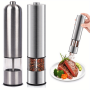 Easy-use Stainless Steel Electric Salt & Pepper Grinder - One-handed Operation Adjustable Coarseness Leak-proof Design Durable Spice Mill For Home & Restaurant Use