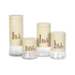 4 Piece Canister Set With Writing Cream