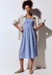 Tie-strap Smocked Dress - Light Blue