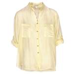 Sheer Hi Lo Mandarin Shirt - Lemon S m
