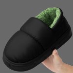 Men's Fashion Solid Home Slippers Lightweight Breathable Soft Warm Comfortable Slip On Shoes With Lined Fuzz Autumn And Winter