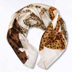 Leopard Print Silky Scarf - Beige Free
