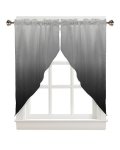 Bemigo Swag Valances For Windows Ombre Black Gray Rod Pocket Kitchen Window Curtains Over Sink Gradient Color Window Curtain Pan