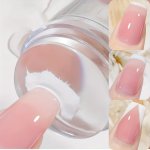 Professional French Manicure Nail Stamp Kit - Transparent Silicone Jelly Stamper With Scraper For Easy Diy Nail Art