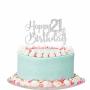 Silver Glitter Happy 21ST Birthday Cake Topper - 21ST Birthday Cake Topper 21ST Birthday Party Decoration