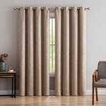 Linenzone Pair Of Extra Long Brown Bedroom Curtains. These Modern Decor Black Out Curtains Are Great Choice As Bedroom Window Cu