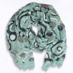Multi Circle Print Bamboo Scarf - Aqua Free