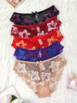 Women's 5 Combination Triangle Underwear Sexy Lace Low Waist Lace Underwear Charming Breathable Hollow Women's Triangle Underwea