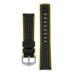 Robby Sailcloth Effect Performance Watch Strap In Black Yellow - 24MM Silver