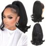 40.64 Cm Curly Wavy Drawstring Ponytail Hair Extensions Synthetic Wrap Around Ponytail Extensions For Women Girls Hair Accessories