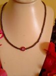Hematite & Evil Eye Necklace Red SQ144