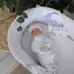 Wrap Set Swaddle Set Ellie Elephant And Moon Sleeping Blue