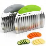 2 Pcs Stainless Steel Crinkle Chopper & French Fry Cutter Heavy Duty Wavy Potato Slicer For Vegetables Fruits Cheese Kitchen Gad