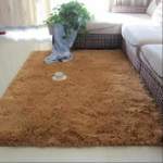Smte Fluffy Carpet Shaggy & Foldable Rug Brown With Keychain