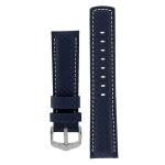 Carbon Embossed Water-resistant Leather Watch Strap In Blue - 24MM Silver