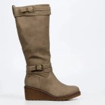 Ladies Conway 3 Wedge Long Boot - Taupe - 8