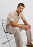 Australian Cotton Blend Silk Stripe Knit Polo